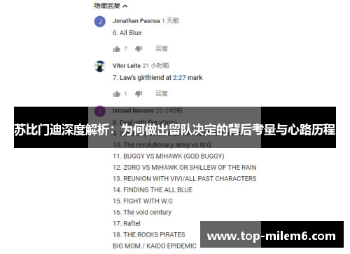 苏比门迪深度解析：为何做出留队决定的背后考量与心路历程