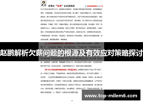 赵鹏解析欠薪问题的根源及有效应对策略探讨